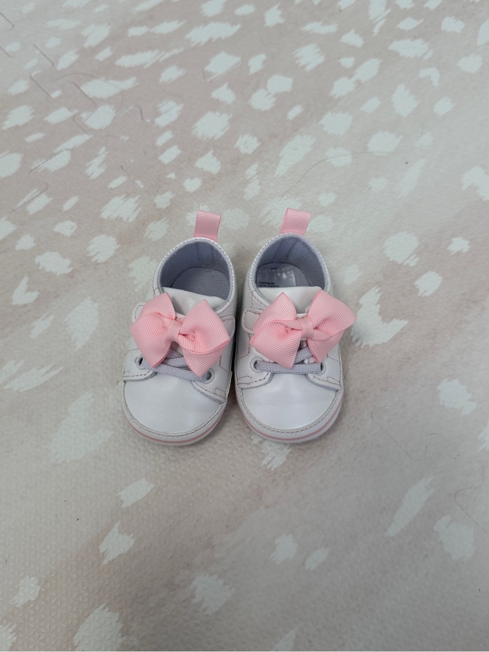 Baby Girls White Sneakers with Pink Bow - Cute First Steps